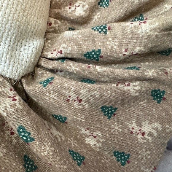 Merry Christmas Handmade Vintage Cross Stitch Throw Pillow Reindeer Ruffles Trim - Picture 4 of 4